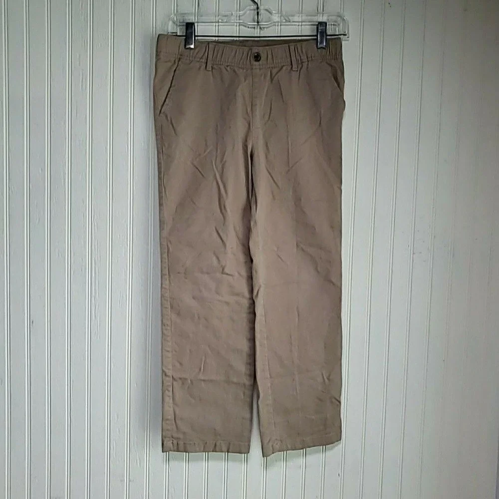 The Children's Place Pants Boys 8 Husky Beige Twill Elastic Waist Button School